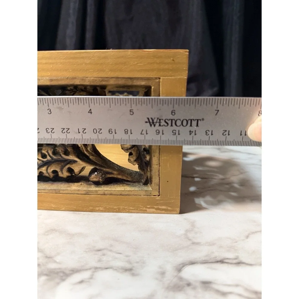 Heavy Solid Wood Decorative Box w/ Carved Acorn & Oak Leaf Panels 6×5×4.5 (2757)